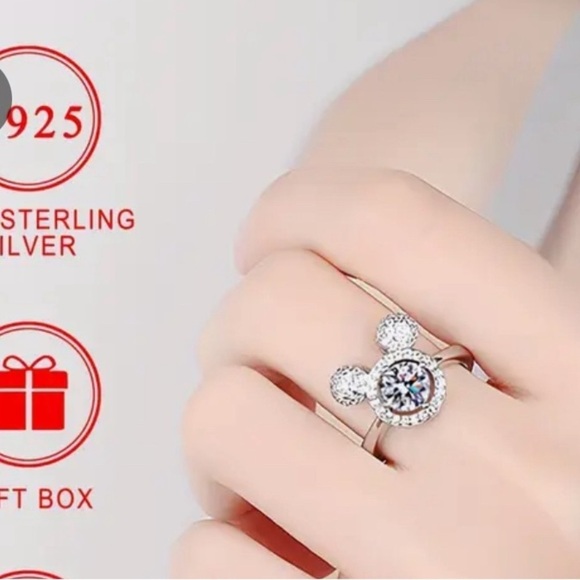 925 Silver Mouse Ring with Zirconia Stone - Picture 4 of 5